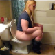 A fat, blonde girl farts repeatedly while sitting on a toilet. There does not appear to be any pooping in this clip. Over 2 minutes.